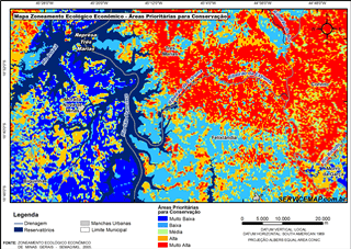 Mapa de zoneamento ecológico econômico - Áreas prioritárias para conservação.